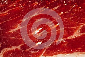 Texture of spanish ham - iberico bellota jamon photo