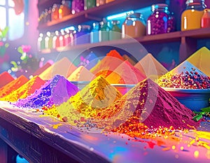 Texture of spices of different on still life composition