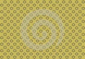 Texture with star of King David, artistic, metallic gold foil fantasy, Judaism.