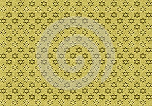 Texture with star of King David, artistic, metallic gold foil fantasy, Judaism. photo
