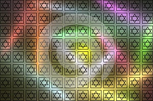 Texture with star of King David in square, artistic, spiral of colors fantasy, Judaism.