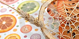 Texture of the stems of the cobweb