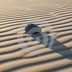 Texture of the stone contrasts with the sandy surface, empha