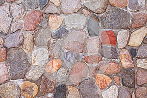 Texture of stone pavement tiles cobblestones or wall. Vintage colorfull bricks background