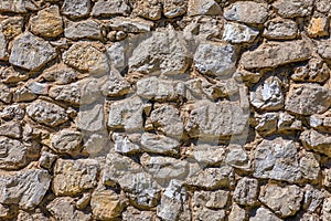 The texture of the stone wall