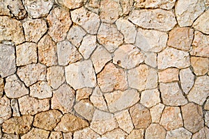 Texture of a stone wall, roads from stones, bricks, cobblestones, tiles with sandy seams of gray ancient . The background