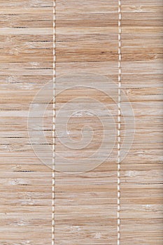 texture of straw mat. surface of wooden mat. Asian style bamboo weave rug. Background bamboo sticks with thread uniting