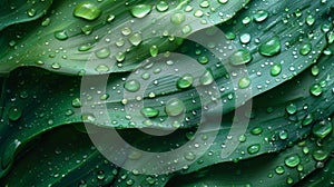 Texture of supple emeraldcolored blades of gr bending and flexing under the weight of droplets from a recent rainfall