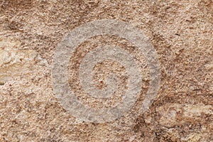 The texture of the surface of natural stone, close-up. Building material of ancient civilizations. Background. Spaces for text