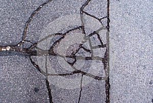 Texture of tarmac road with cracks