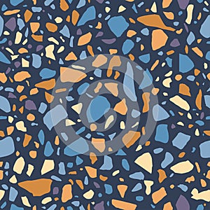 Texture Terrazzo Floor, Polished pebble stone tile. Abstract pattern, vector background.