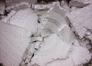 Texture of thermal insulating styrofoam closeup. Structure polystyrene plastic.