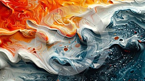 Texture of thick and heavy layers of paint blending seamlessly evoking a sense of fluidity photo