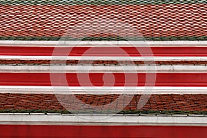 Texture of tile red roof background in Thai temple