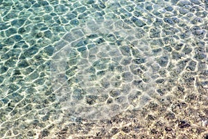 Texture of transparent shallow water surface