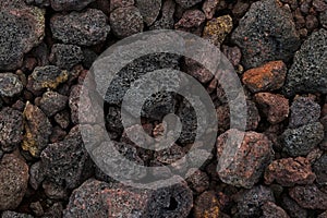 Texture of volcanic rocks close up photo