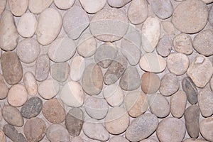 The texture of the wall of round stones. Stone wall Backgrounds