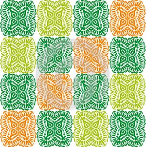 Texture for Wallpaper. Orange, green, yellow ornaments