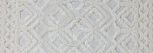 Texture of white carpet with beautiful pattern as background, closeup. Banner design