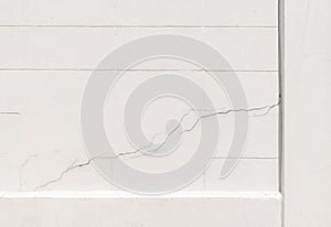 Texture white concrete wall has cracks