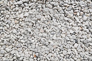 Texture of white decorative pebbles