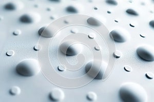 Texture white dots abstract background close up. Some braille text on page paper for blind macro