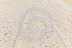 Texture of white sand on the beach