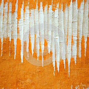 Texture of a white wall with orange lines and bumps