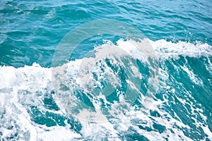 Texture White Wave on Blue Sea Water Background.