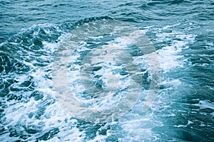 Texture White Wave on Blue Sea Water Background