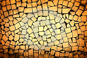 Texture of yellow asymmetric decorative tiles high contrasted