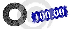 Textured 100.00 Stamp Seal and Donut Triangle Filled Icon
