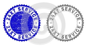 Textured 24X7 SERVICE Grunge Stamp Seals with Ribbon