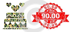 Textured 90.00 Stamp and Marriage Cake Polygonal Mocaic Military Camouflage Icon