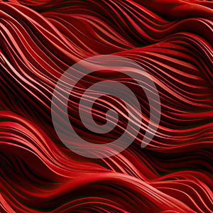 Textured abstract red wavy background with flowing fabrics (tiled)