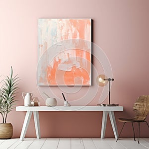 Textured Acrylic Abstract Painting In Shades Of Pink photo