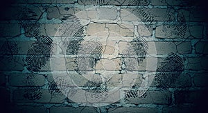 Fingerprints on Brick Wall Background