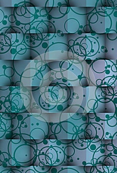 Cubes of shadows on bluish circles