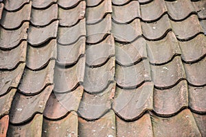 Textured background of old roof tiles