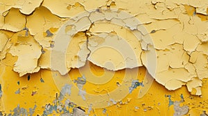 Textured background of yellow rough filler plaster on a facade wall. Ai Generated