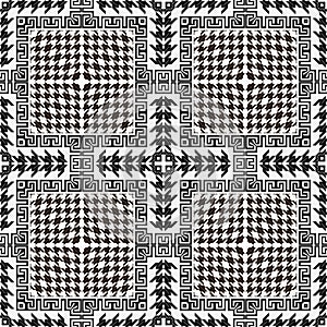 Textured black and white houndstooth seamless pattern. Vector plaid tartan background. Modern hounds tooth ornaments. Geometric