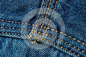 Textured blue denim texture stitched with a button-up texture