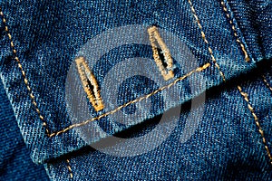 Textured blue denim texture stitched with a button-up texture