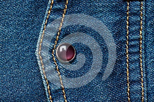 Textured blue denim texture stitched with a buttoned texture