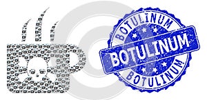 Textured Botulinum Round Stamp and Fractal Poison Tea Icon Collage