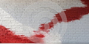 Textured Brick Wall White to Red Gradient Abstract Background Interior Design.