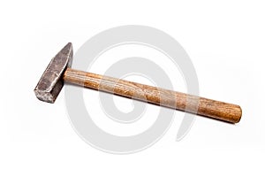 Textured brutal old hammer on a white background