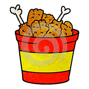 textured cartoon doodle bucket of fried chicken