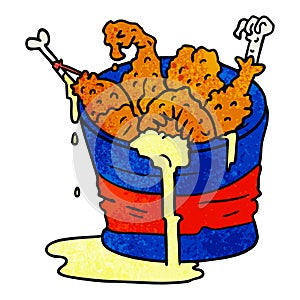 textured cartoon doodle bucket of fried chicken