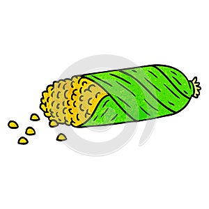 textured cartoon doodle of fresh corn on the cob